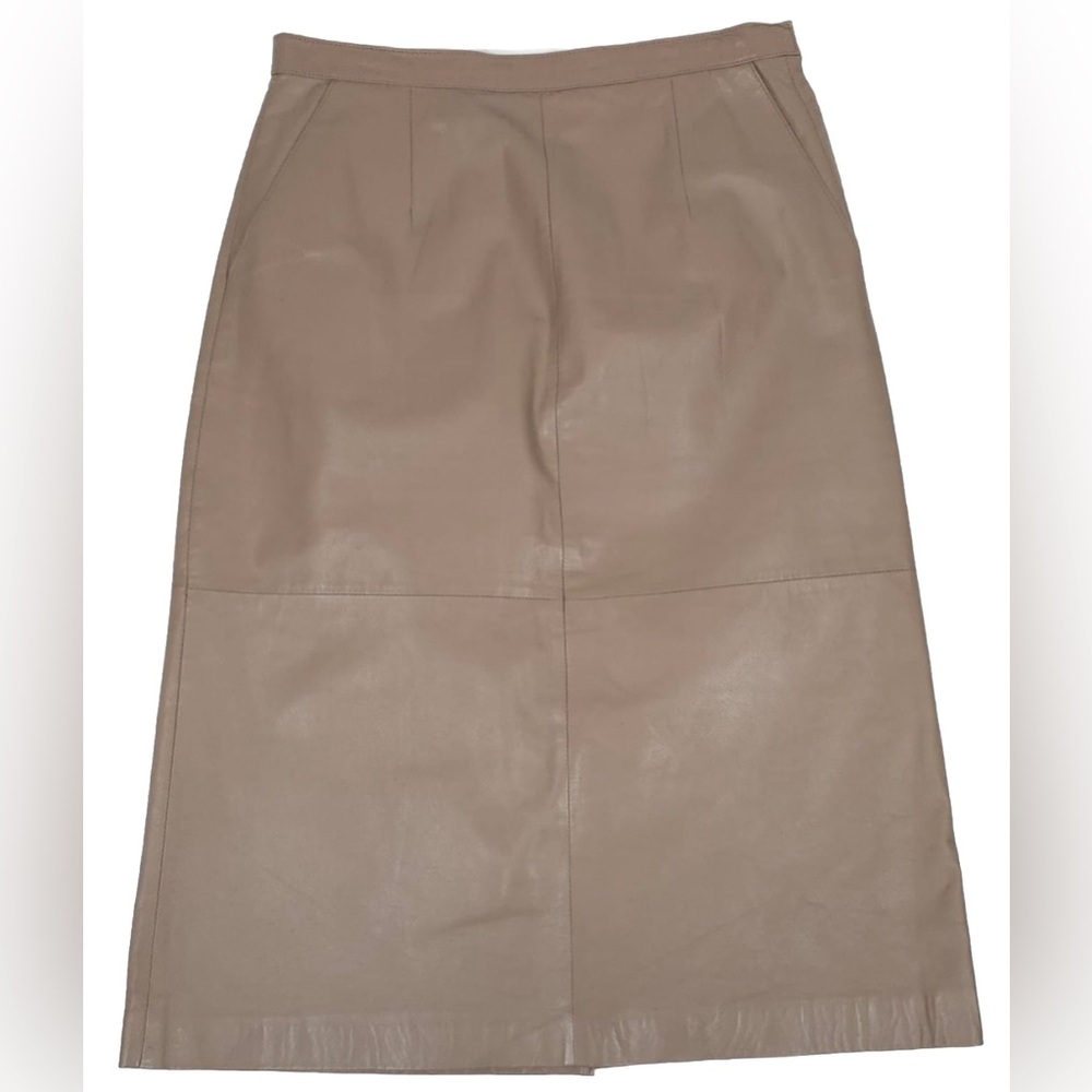 Pia Rucci GENUINE LEATHER VINTAGE A-Line Skirt Back Slit Korea Made Size 10